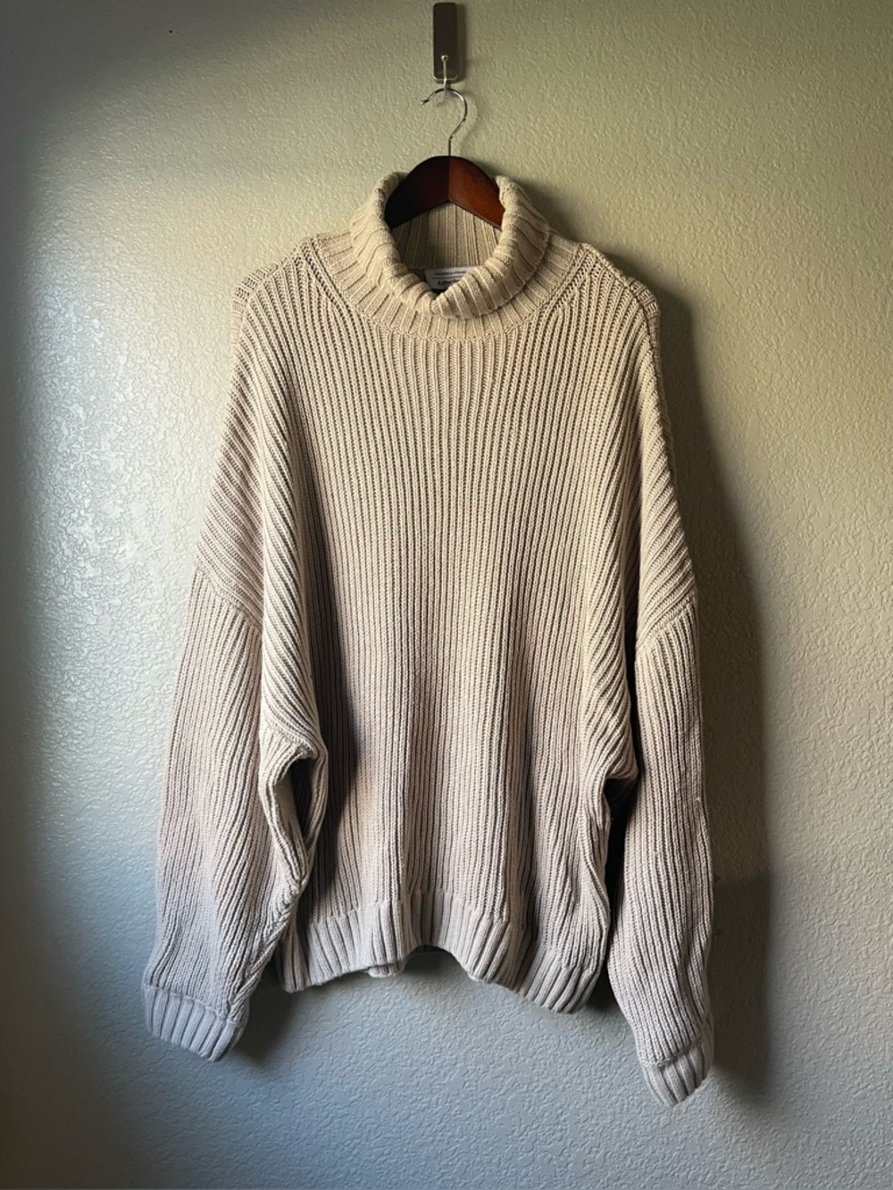 & Other Stories Stockholm Atelier Small Beige Oversized Turtleneck Sweater